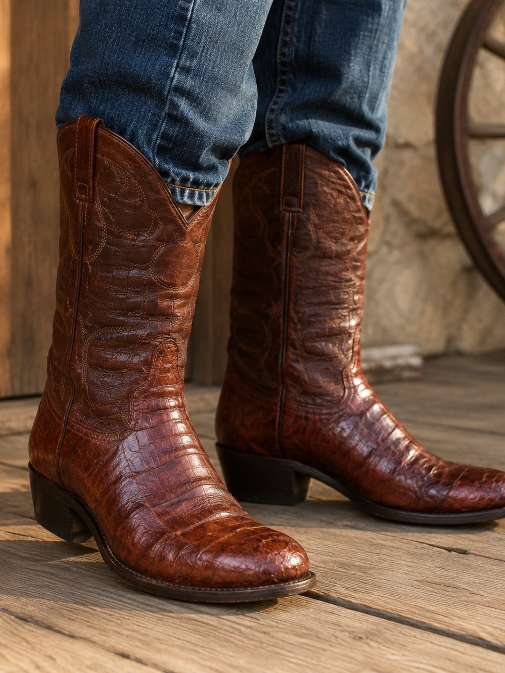 Crown Boot Co Vintage Eel Skin Cowboy Boots Men 9D Exotic Western